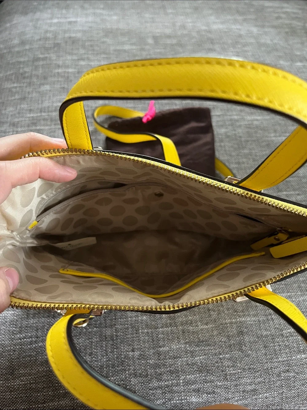 kate spade Bright Yellow Leather Shoulder Tote with Chain Strap